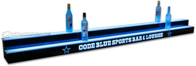 115" 2 Tier Liquor Display - Code Blue Sports Lounge - Dallas Cowboys Theme