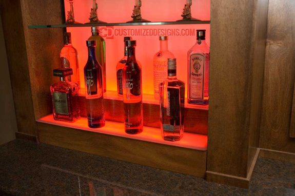 Liquor Bottles & Trophy Display 80” LED Lighted Wall Shelf Great for Books 