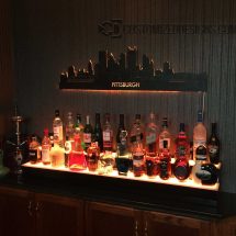 2 Tier Liquor Display & Lighted Pittsburgh Skyline