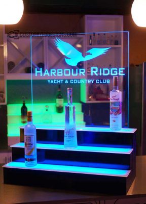 3 Tier Liquor Display with Edge Lit Logo Panel