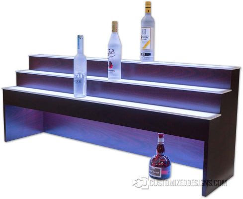 3 Tier Raised Liquor Display - 10" High Storage