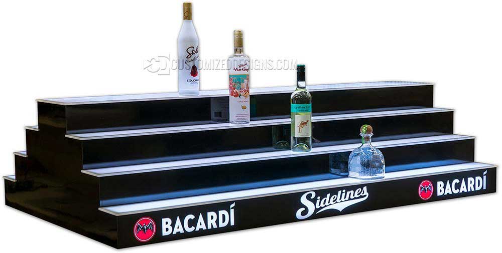 4 Tier 2 Sided Island Liquor Display w/ Bacardi Branding