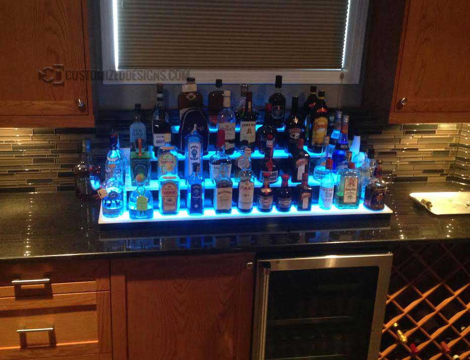 4 Tier Home Bar Bottle Shelf With lights