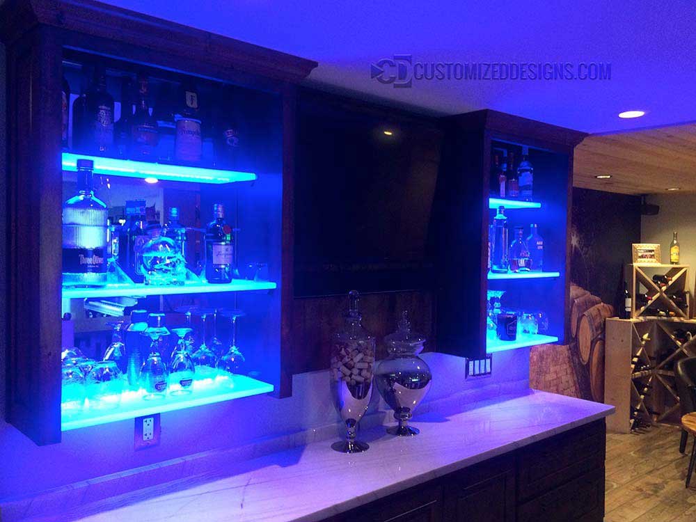 Lighted Cabinet Bar Shelves