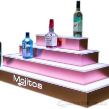 4 Tier Wrap Lighted Bar Shelving w/ Brushed Copper Finish