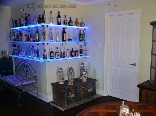 LED Lighted Floating Corner Bar Shelves