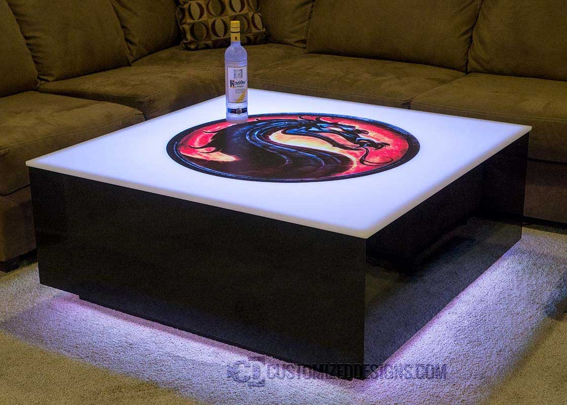 LED Coffee Table w/ Mortal Kombat Logo