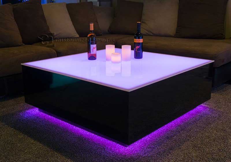 44 X Led Lighted Coffee Table, Led Lit Coffee Table