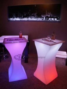 Curve LED Lighted High Boy Tables