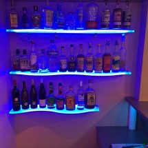 Curved Lighted Home Bar Shelving