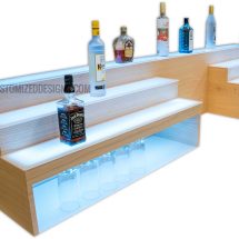 Custom Raised Bar Shelving w/ Storage & POS System Opening - 8" High Storage
