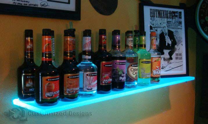 LED Lighted Wall Mounted Liquor Shelving