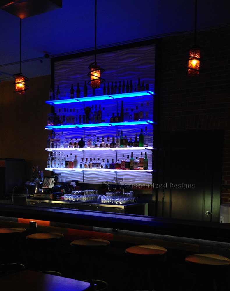 Lighted Display Shelving For Bars, Commercial Bar Shelving Ideas
