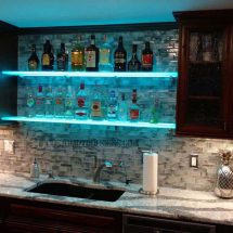 LED Shelving Home Bar - Tile Back Splash