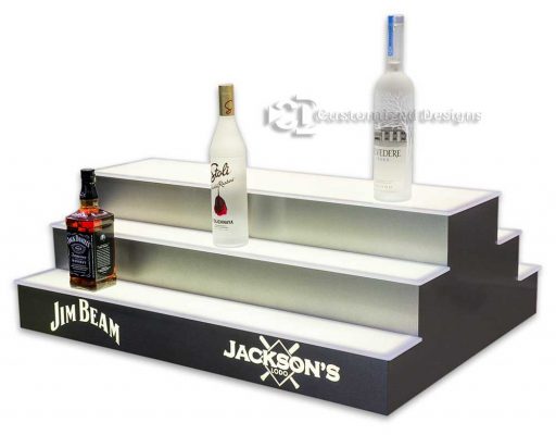 3 Tier 2 Sided Island Liquor Display w/ Stainless Finish