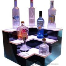 3 Tier Corner Style Liquor Display w/ White LED Lighting