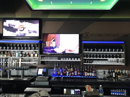 Commercial Back Bar w/ LED Shelving & Liquor Displays