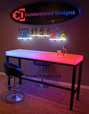 Aurora LED Lighted Bar Height Table