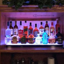 Home Bar Cabinet w/ 2 Tier Low Profile Bottle Shelf