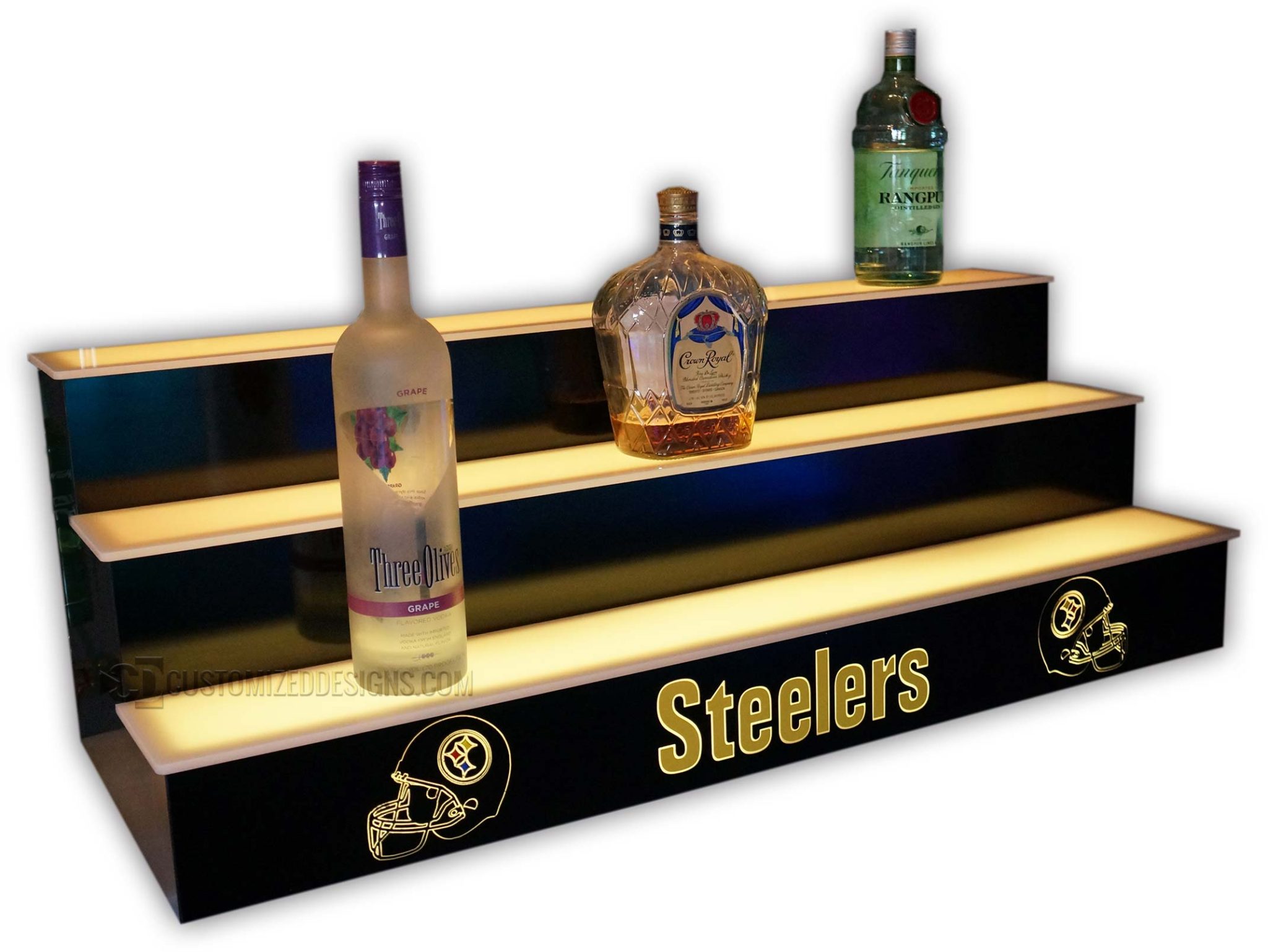 3 Step Back Bar Display w/ Pittsburgh Steeler Logo