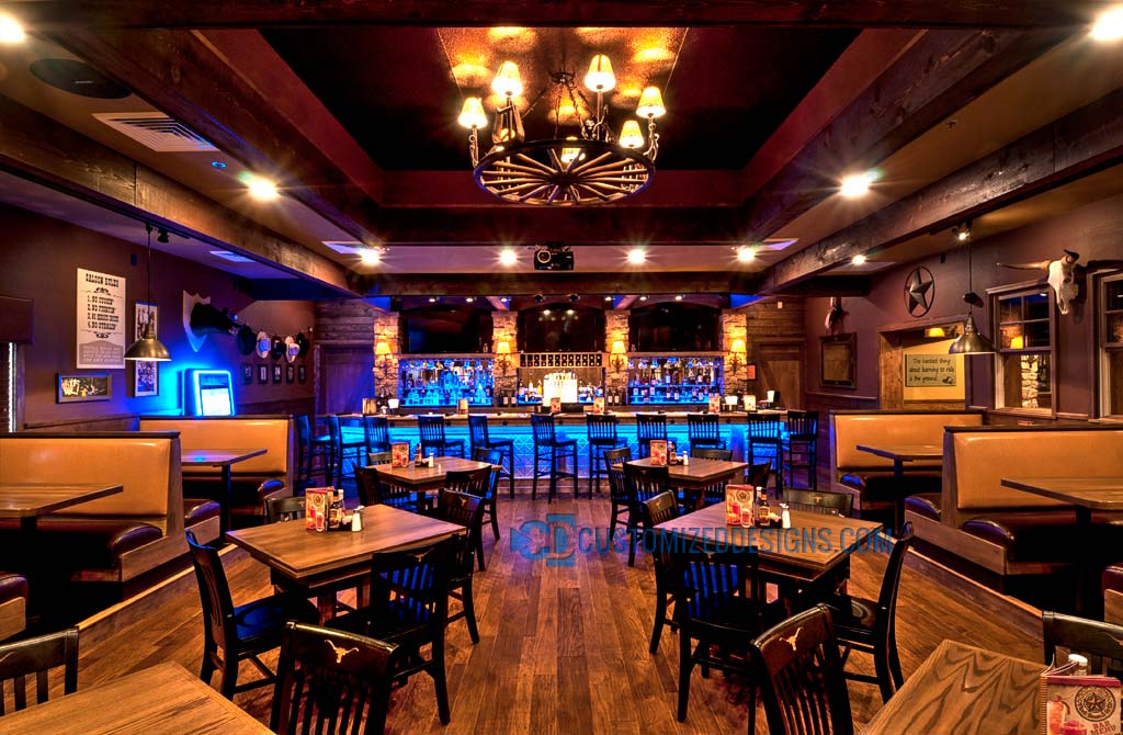 Steakhouse Restaurant LED Bar Lighting & Shelving