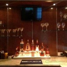 Home Bar w/ Custom 2 Tier Low Profile Wrap Liquor Display