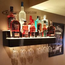 Home Bar Shelving with Wine Glass Holders