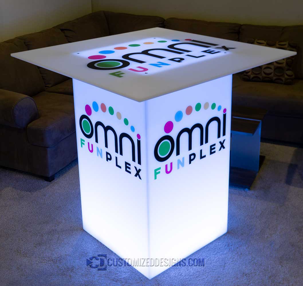 24" x 24" x 42" Lumen LED Lighted Highboy Table w/ 48" Table Top