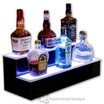 2 Tier Liquor Bottle Display White Lighting
