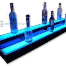 2 Tier Liquor Display with Blue Lighting
