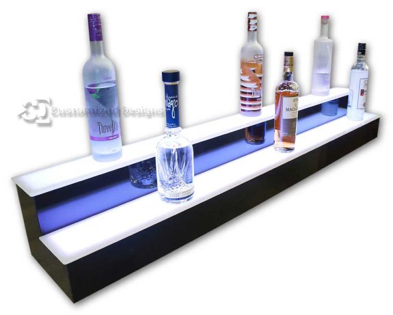2 Tier Liquor Display with White Lighting