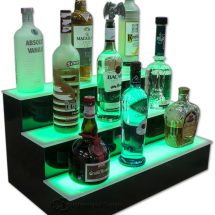 3 Tier Liquor Display w/ Green Lighting