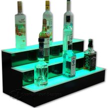 3 Tier Liquor Bottle Display with Green LED Lighting