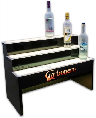 3 Tier Raised Liquor Display w/ 8" Storage Opening