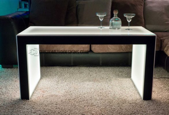LED Lighted Nightlub Table - Carbon Series 3 Shown w Black Frame & 24" Height