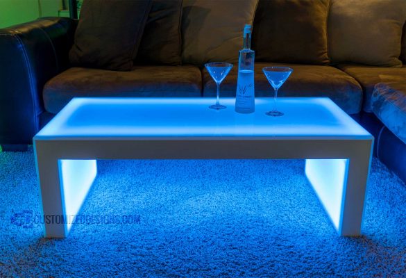 Carbon Series LED Lighted Coffee Table - Shown with White Finish - 16" High