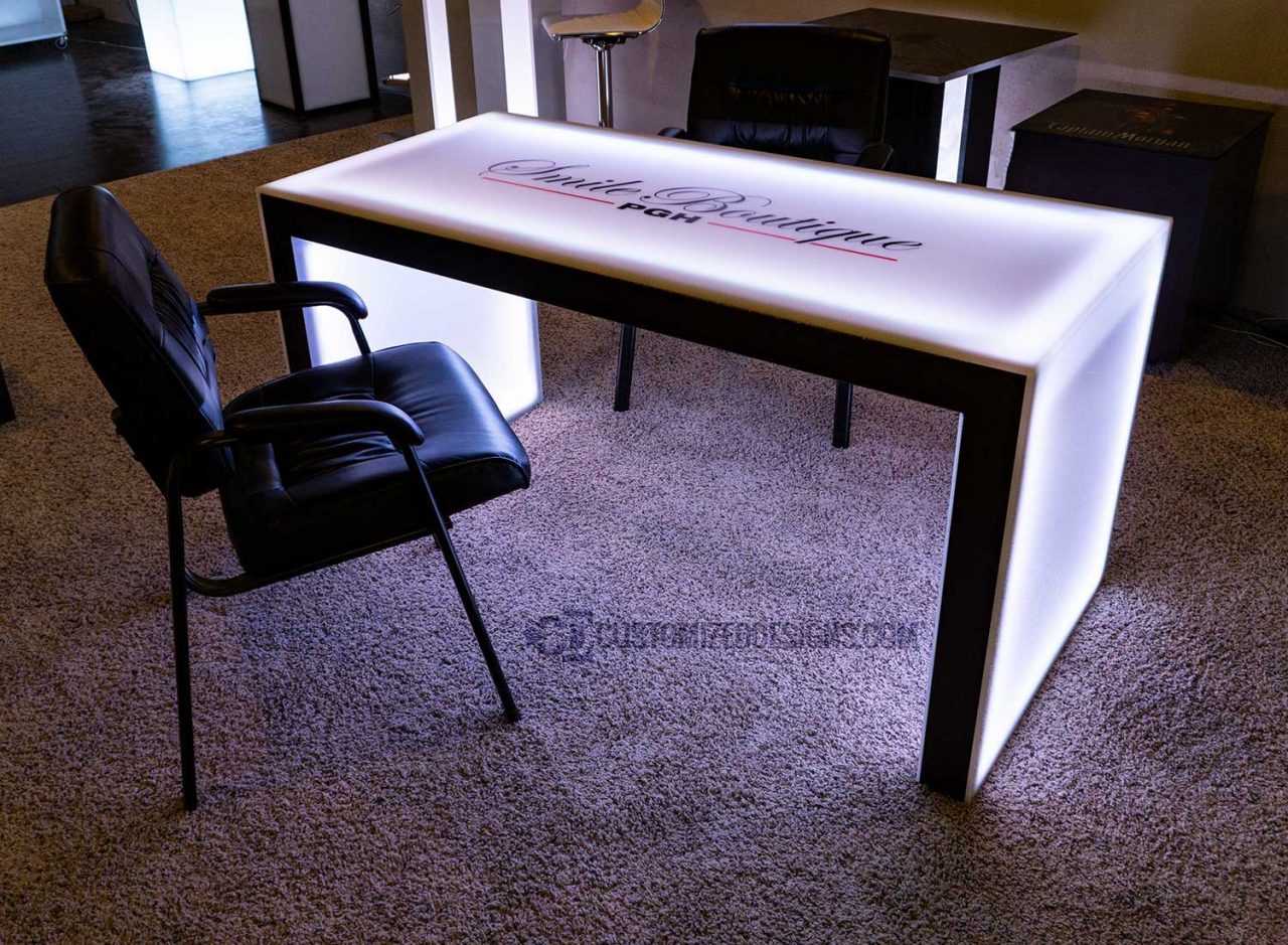 Carbon Series LED Lighted Table w/ Copper Vein Powder Coating - 30" High