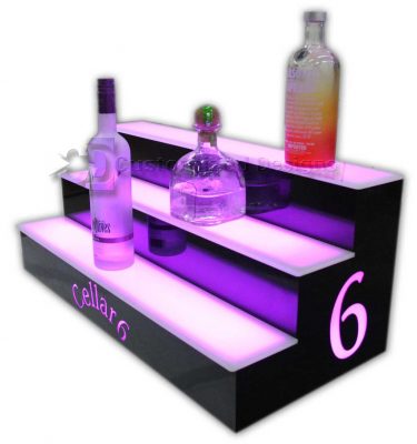 3 Tier Liquor Display w/ Custom Lighted Side Logos