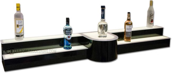 Custom 2 Tier LIquor Display w/ Center Curved Bottle Glorifier