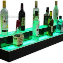2 Tier Lighted Liquor Shelving w/ Green Lights