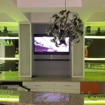 Home Back Bar Mirror w/ Lighted Wine Glass Shelving