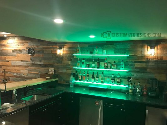 LED Shelving Rustic Home Bar