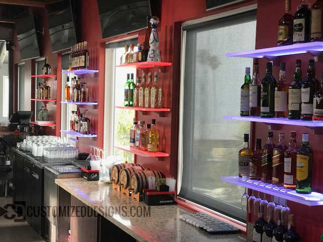 LED Wine Glass Bar Shelving