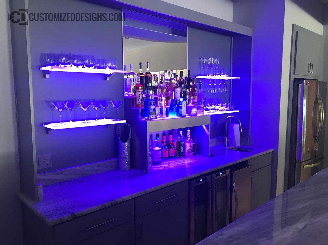 LED Lighted Shelves | Back Bar Shelving For Home Bars & Restaurants