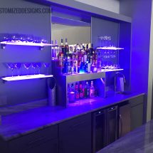 Modern Style Home Bar w/ Stainless Raised Liquor Display