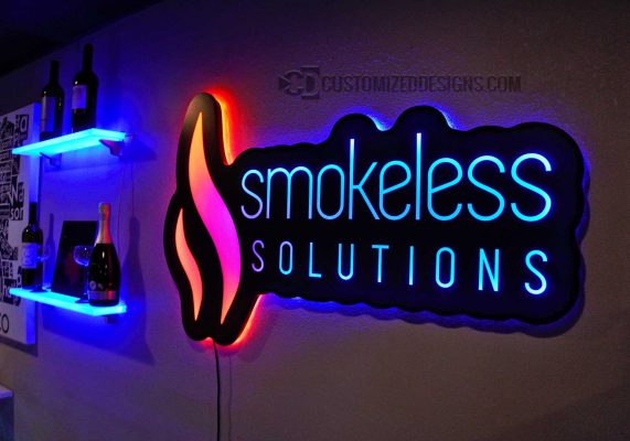 Smokeless Vapor Backlit Sign - Shown w/ Dual Zone Lighting