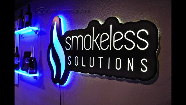 Smokeless Vape Backlit Sign - Shown w/ Dual Zone Lighting