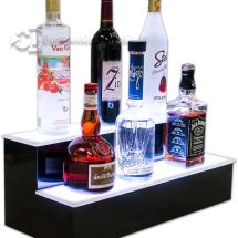 2 Tier Home Bar Liquor Display - White Lighting